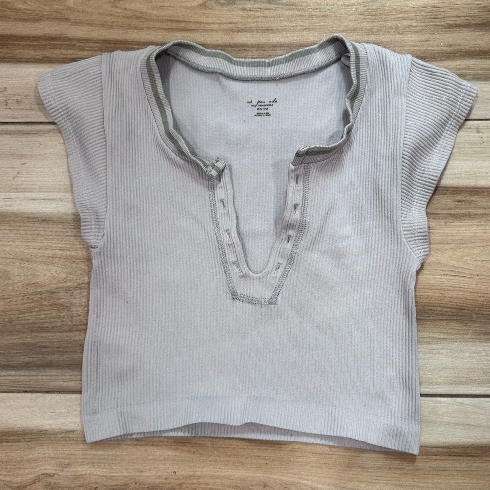 A New Day Light Gray Ribbed Crop Top